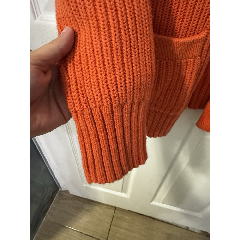 Lauren Ralph Lauren Buckle Cable Knit Sweater Shawl Collar Womens Size S Orange - Picture 9 of 10